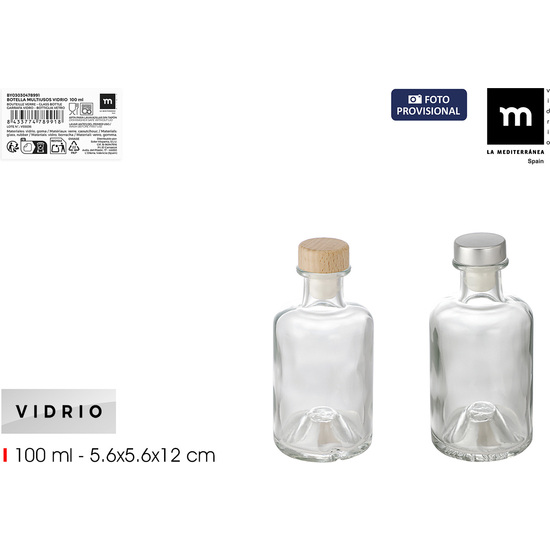 BOTELLA VIDRIO MULTIUSOS RED.100ML LA MEDITERRANE image 0