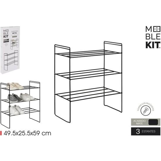 ZAPATERO METAL 3 NIV.49.5X25.5X59CM MOBLEKIT image 0