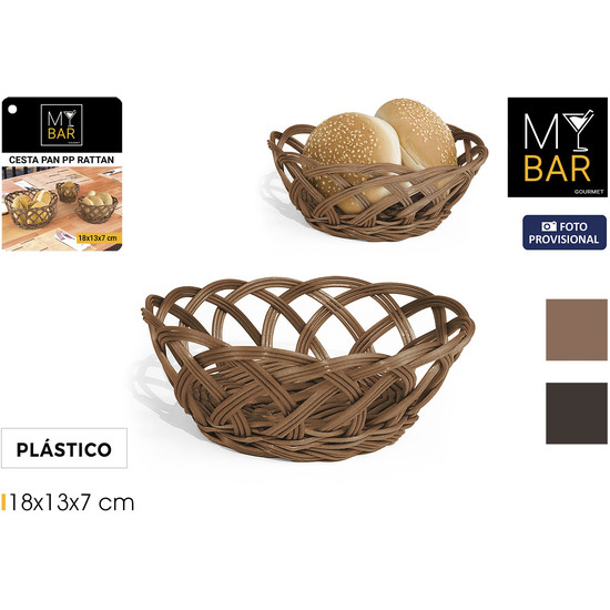 CESTA PAN OVAL PP RATTAN 18X13X7CM MY BAR image 0