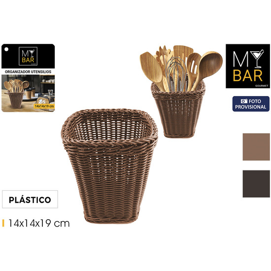 ORGANIZADOR UTENSIL.PP RATTAN CUAD. MY BAR image 0