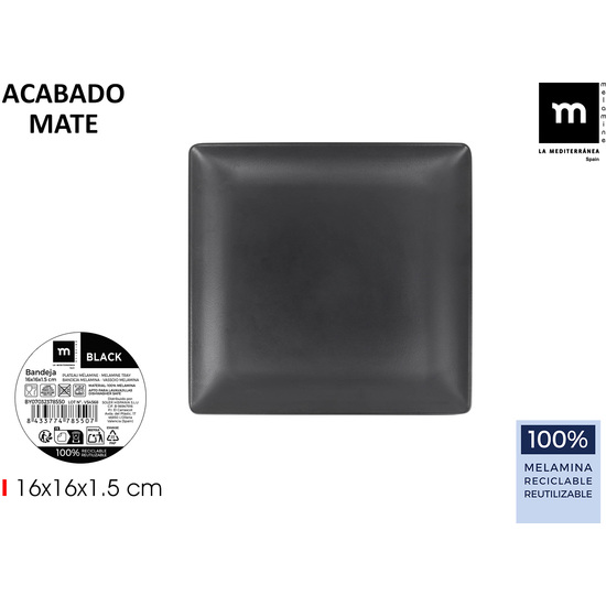 BANDEJA MEL.MATE BLACK 16X16X1.5CM LA MEDITERRANE image 0