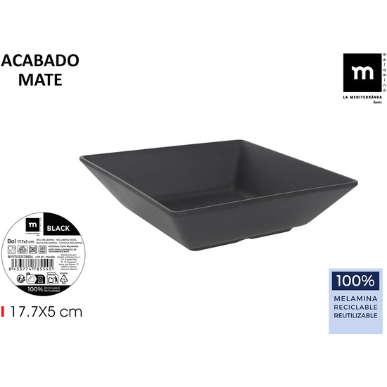 BOL MELAMINA MATE BLACK 17.7X5CM LA MEDITERRANEA image 0