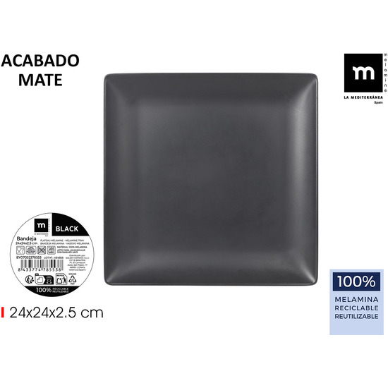 BANDEJA MEL.MATE BLACK 24X24X2.5CM LA MEDITERRANE image 0