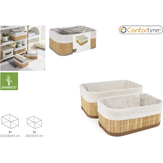 SET2 CESTAS ORDENACI.BAMBU NATURAL CONFORTIME image 0