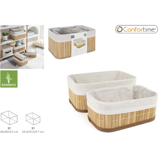 SET2 CESTAS ORDENACI.BAMBU NATURAL CONFORTIME image 0