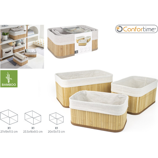 SET3 CESTAS ORDENACI.BAMBU NATURAL CONFORTIME image 0