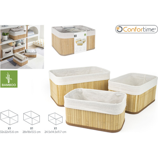 SET3 CESTAS ORDENACI.BAMBU NATURAL CONFORTIME image 0