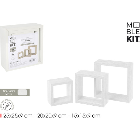 SET3 ESTANTE FLOTAN.25/20/15 WHITE MOBLEKIT image 0