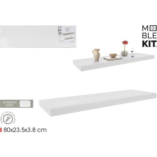 ESTANTE FLOTANTE WHITE 80X23.5X3.8C MOBLEKIT image 0