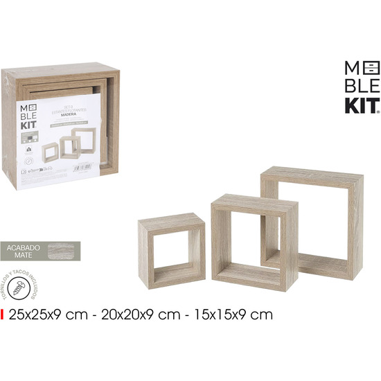 SET3 ESTANTE FLOTANTE 25/20/15 OAK MOBLEKIT image 0