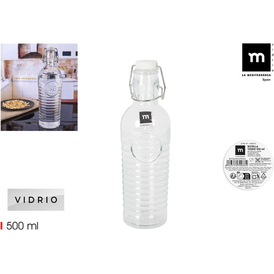 BOTELLA VIDRIO T/CLAS.B/ANCHA 500ML LA MEDITERRAN image 0
