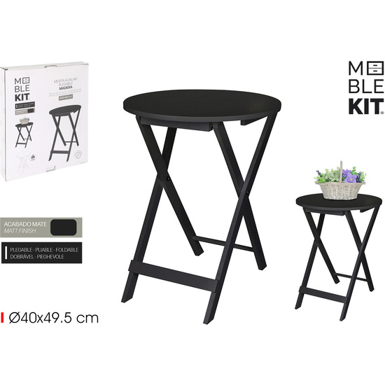 MESITA AUXILIAR PLEG.MAD.BLACK 40CM MOBLEKIT image 0