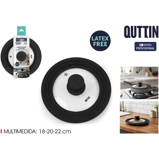 TAPA SARTEN VIDRIO RUBBER 18/20/22C QUTTIN image 0