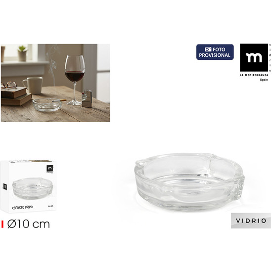 CENICERO VIDRIO REDONDO 10CM LA MEDITERRANEA image 0