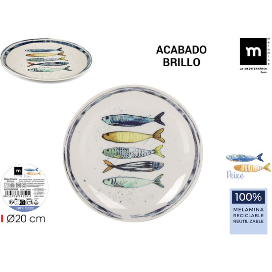 PLATO POSTRE MEL.BRILLO PEIXE 20CM LA MEDITERRANE image 0