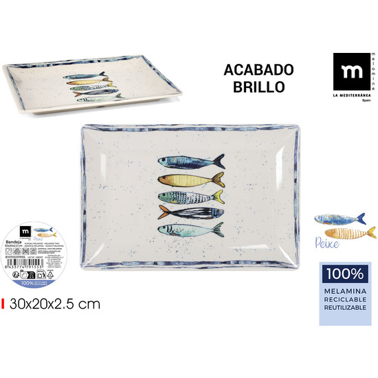 BANDEJA MEL.BRILLO PEIXE 30X20X2.5 LA MEDITERRANE image 0