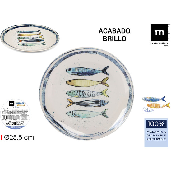 PLATO LLANO MEL.BRILLO PEIXE 25.5CM LA MEDITERRAN image 0