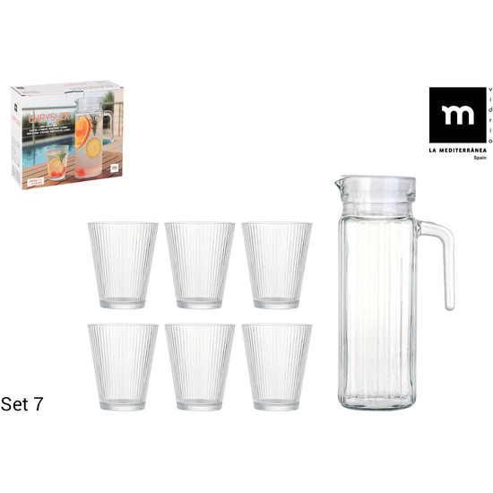 SET JARRA 1L+6 VASOS VIDRIO CHRYSLER MD image 0