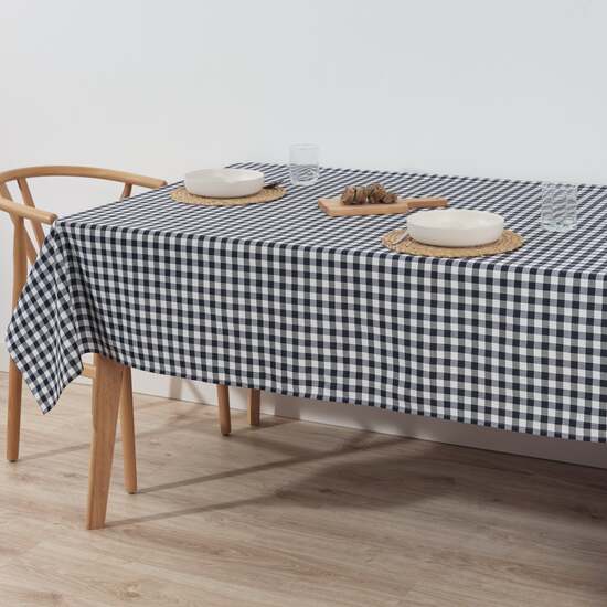 MANTEL VICHY CUADROS AZUL MARINO TACTO TELA 300X140 CM image 1