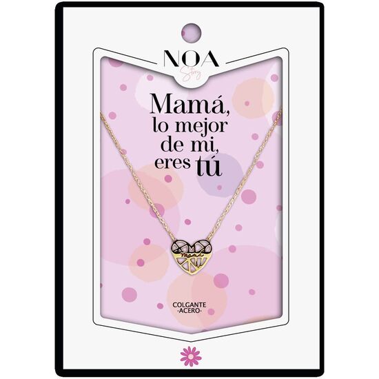 COLGANTE CORAZON MAMA ACERO DORADO - MAMA LO MEJOR DE MI VIDA ERES TU image 0