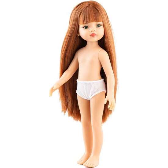 MUÑECA SIN ROPA LUMITA PELIRROJA CON PELO LARGO HASTA LAS RODILLAS Y FLEQUILLO, OJOS VERDES 32 CM image 0