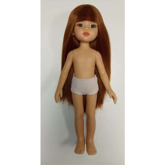 MUÑECA SIN ROPA LUMITA PELIRROJA CON PELO LARGO HASTA LAS RODILLAS Y FLEQUILLO, OJOS VERDES 32 CM image 1