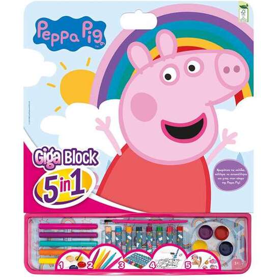 LIBRO DE PEGATINAS PARA PINTAR GIGA BLOCK PEPPA PIG 5 EN 1 image 0