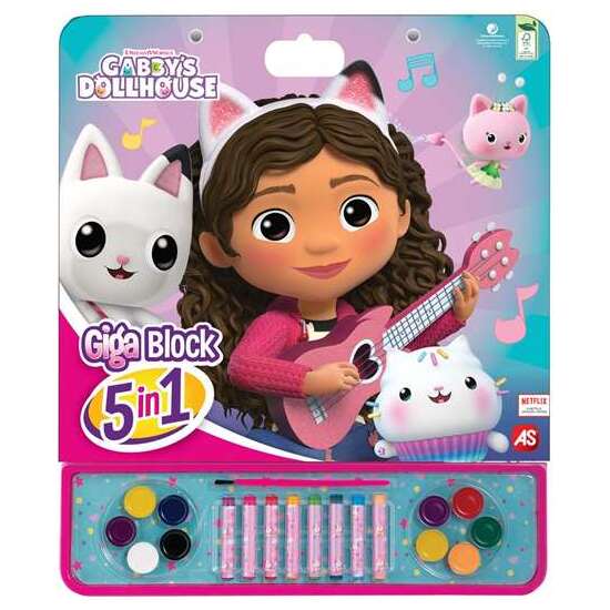 LIBRO DE PEGATINAS PARA PINTAR GIGA BLOCK LA CASA DE MUÑECAS DE GABBY 5 EN 1 image 0
