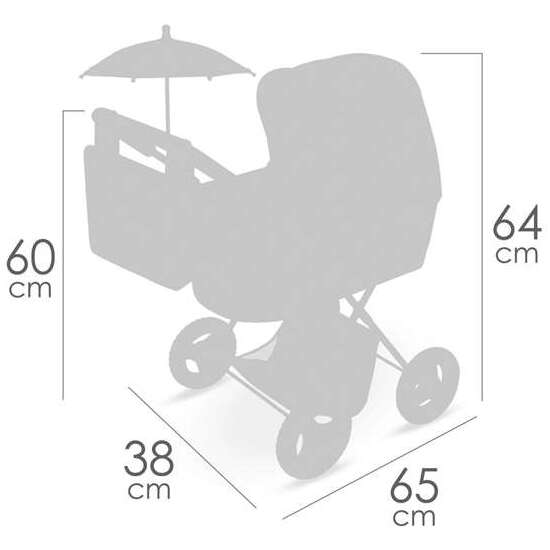 COCHE DE MUÑECA PLEGABLE CON SOMBRILLA Y BOLSO - PARA MUÑECAS DE HASTA 48 CM.   . image 5