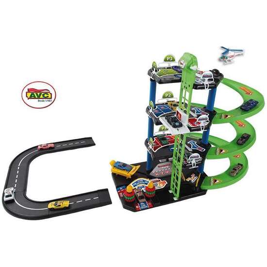 PARKING CITY 3 PLANTAS CON 2 COCHES METAL Y HELICOPTERO  12 PIEZAS image 2