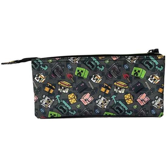 ESTUCHE MINECRAFT PIXEL 25 TRIPLE. INTERIOR TOTALMENTE FORRADO Y PERSONALIZADO.9 X 23 X 9 CM. image 0