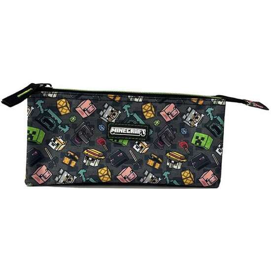 ESTUCHE MINECRAFT PIXEL 25 TRIPLE. INTERIOR TOTALMENTE FORRADO Y PERSONALIZADO.9 X 23 X 9 CM. image 1