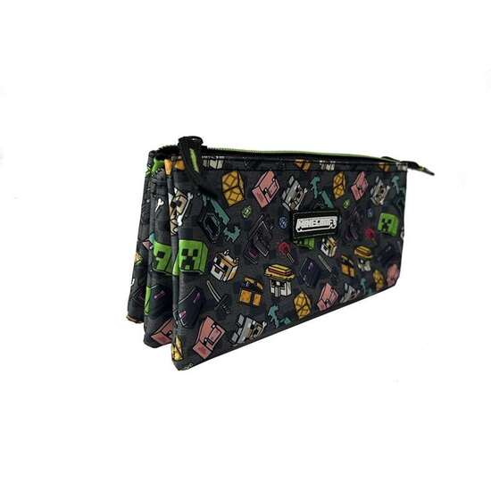 ESTUCHE MINECRAFT PIXEL 25 TRIPLE. INTERIOR TOTALMENTE FORRADO Y PERSONALIZADO.9 X 23 X 9 CM. image 2