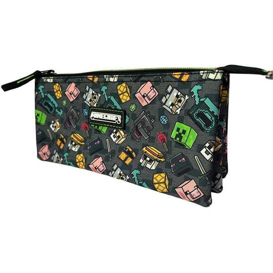 ESTUCHE MINECRAFT PIXEL 25 TRIPLE. INTERIOR TOTALMENTE FORRADO Y PERSONALIZADO.9 X 23 X 9 CM. image 3