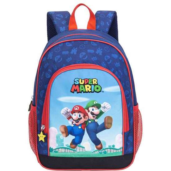 MOCHILA SUPER MARIO, 2 BOLSILLOS LATERALES. INTERIOR TOTALMENTE FORRADO Y PERSONALIZADO. 32 X 25.5 X 11 CM. image 0