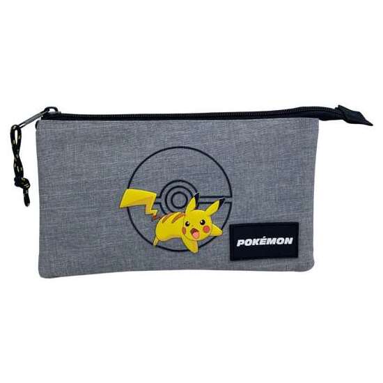ESTUCHE POKEMON PIKACHU TRIPLE. INTERIOR TOTALMENTE FORRADO Y PERSONALIZADO 40 X 30 X 15 CM. image 0