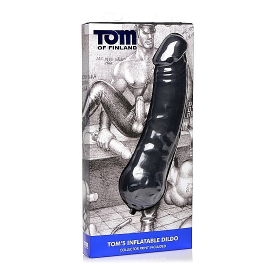 TOM OF FINLAND TOMS INFLATABLE SILICONE DILDO - BLACK image 1