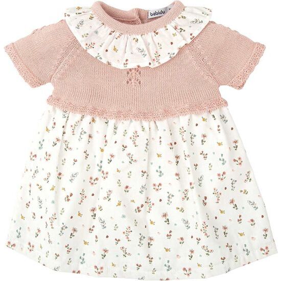 VESTIDO CUELLO VOLANTE PUNTO BRUMA image 0