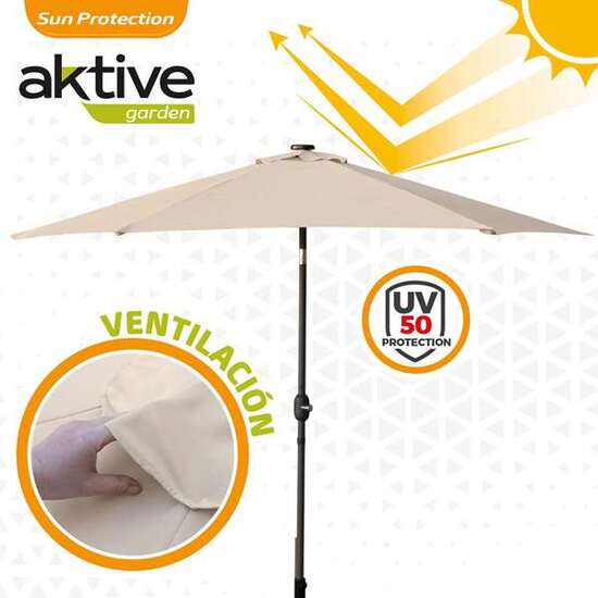 PARASOL 300 CM CON CHIMENEA Y LUCES LED SOLARES 140X15 CM image 1