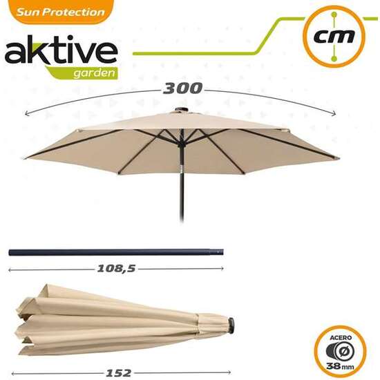 PARASOL 300 CM CON CHIMENEA Y LUCES LED SOLARES 140X15 CM image 3