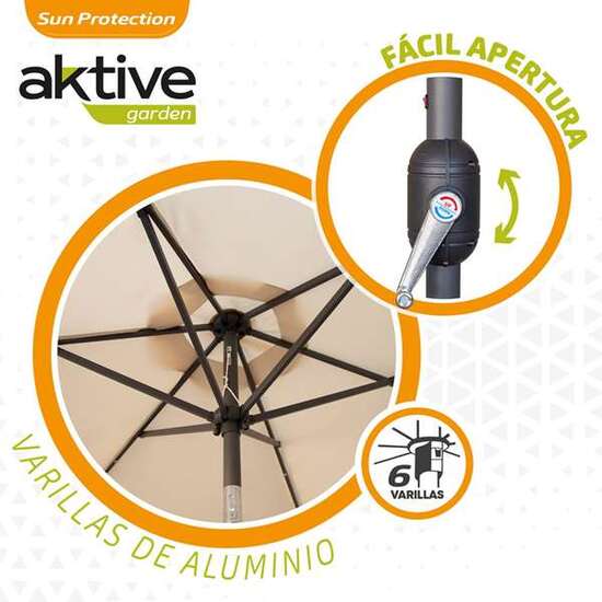 PARASOL 300 CM CON CHIMENEA Y LUCES LED SOLARES 140X15 CM image 5