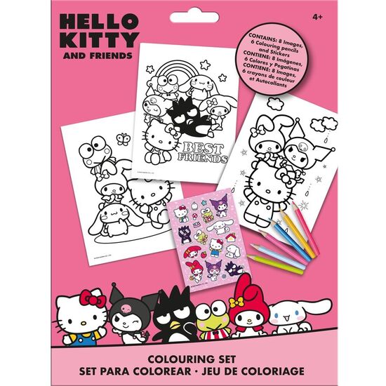 SET COLOREAR PEGATINAS HELLO KITTY AND FRIENDS image 0