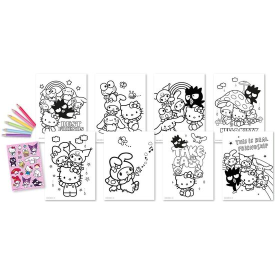 SET COLOREAR PEGATINAS HELLO KITTY AND FRIENDS image 1