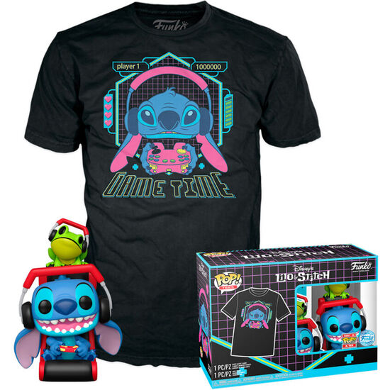 SET FIGURA POP &#38; TEE DISNEY STITCH GAMER STITCH WITH FROG image 0