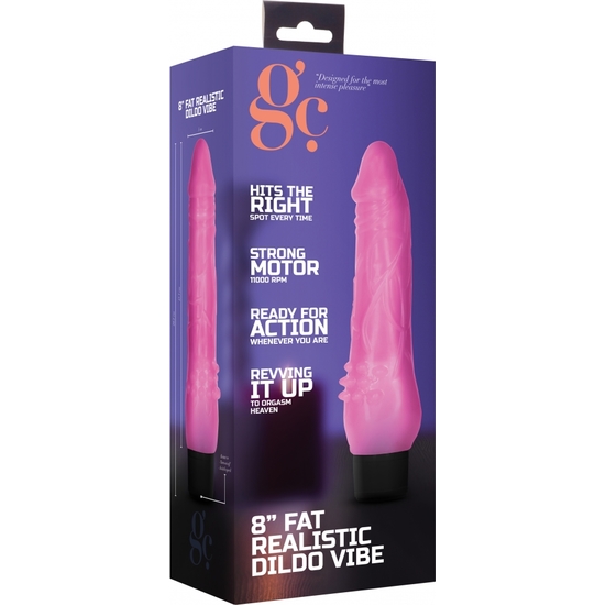 8 INCH FAT REALISTIC DILDO VIBE - PINK image 1