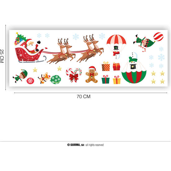 DECOR. ADHESIVO PARED 25X70 CM. SANTA CLAUS TRINEO image 0