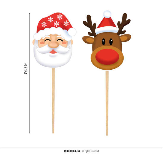 12 PCS PALILLOS DECORATIVOS SANTA 6 CM PAPEL image 0