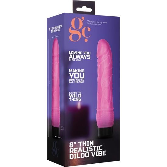 8 INCH THIN REALISTIC DILDO VIBE - PINK image 1