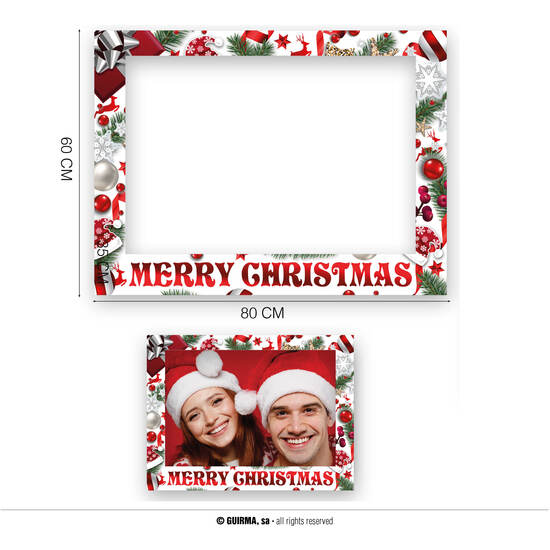 CAJA 12 PHOTOCALL MERRY CHRISTMAS BLANCO 80X60 CM image 0