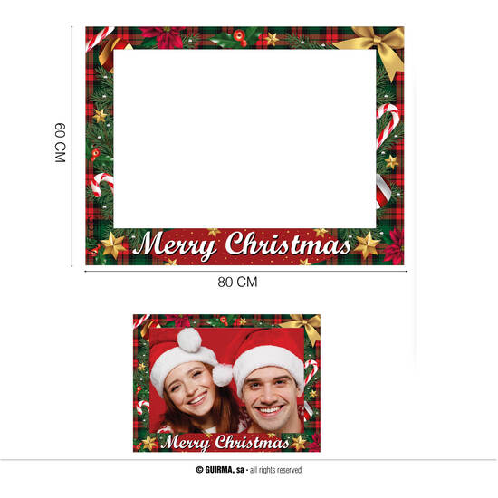 CAJA 12 PHOTOCALL MERRY CHRISTMAS ROJO 80X60 CM image 0